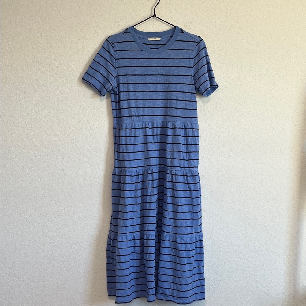 Marine Layer Tiered Maxi T Shirt Dress Striped